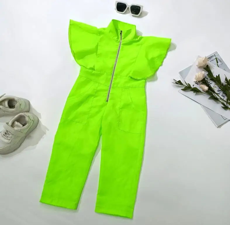 Retail Fashion Solid Ruffles One-piece Pants For Girls Baby, Princess Kids Sweet Candy Pants 2-7T