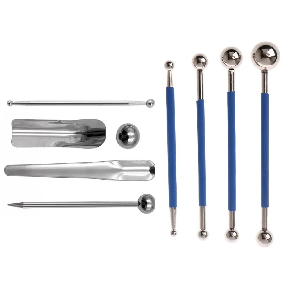 9pcs Tiles Grout Seam Pressing Tool Stainless Steel 4 Floor Seam Pressing Ball Metal Rod 5 Beauty Seam Tools For Tiles Surfaces