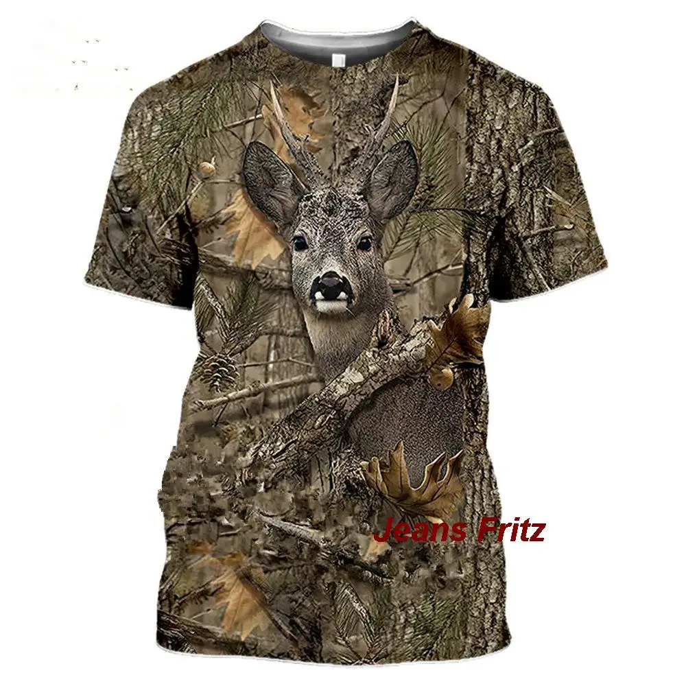 Camouflage Hunting Animals Wild Boar 3D T-shirt Summer Leisure Men's T-shirt Fashion Street Pullover Short Sleeve Jacket