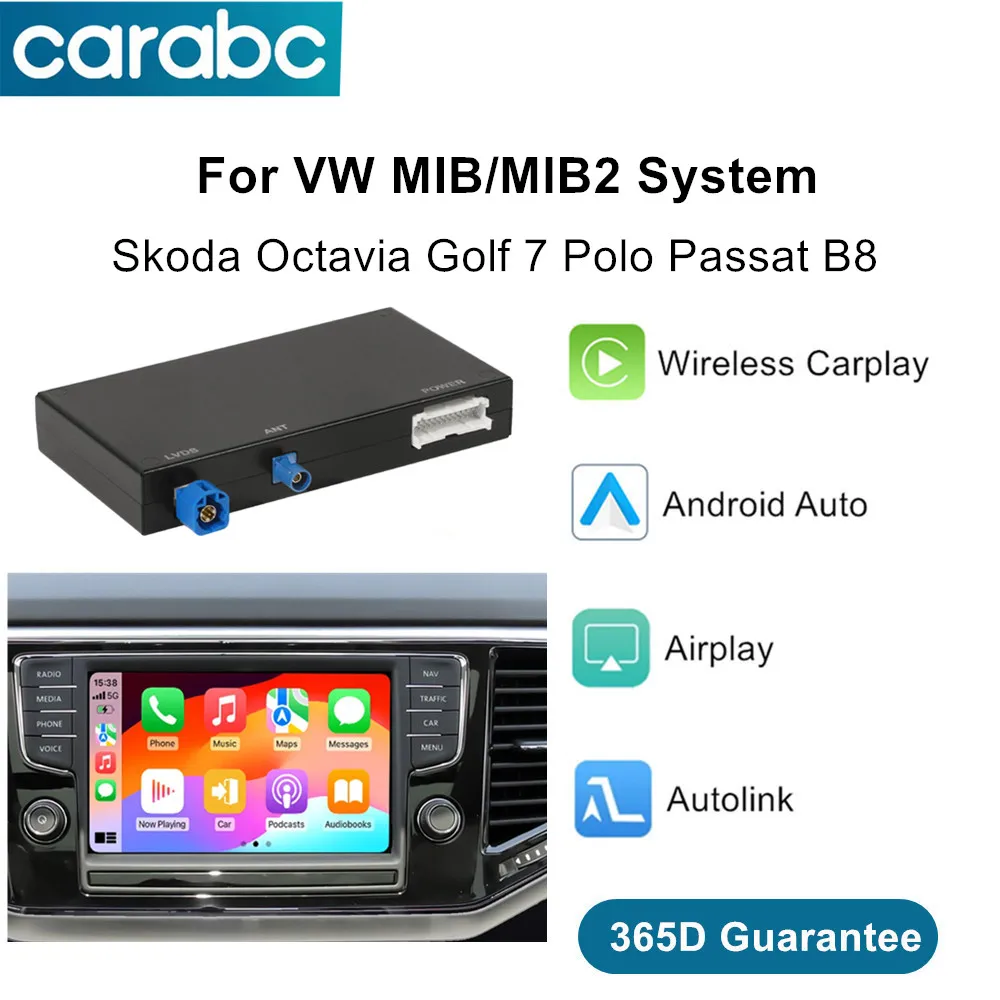 CARABC For VW Volkswagen Skoda Octavia A5 Golf 7 Polo Passat B8 Wireless Carplay Android Auto Mirror Link With MIB MIB2 System