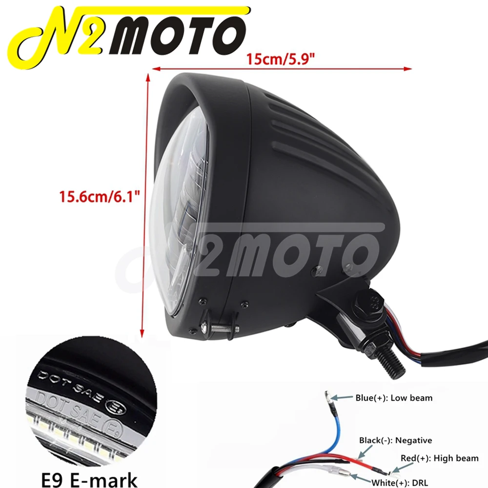 E9 Motorcycle LED Headlight Universal 5.75