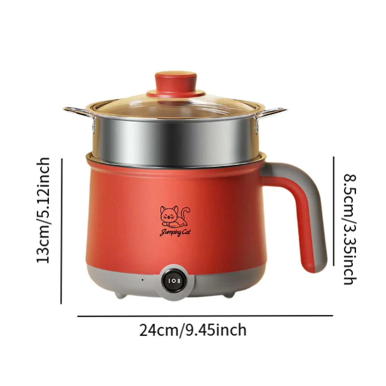 Electric Hot Pot with Steamer Non Stick Saute Pan 2 Gear Electric Skillet Cooking Pot 1.8L Mini Pot for Fried Rice Oatmeal Ramen