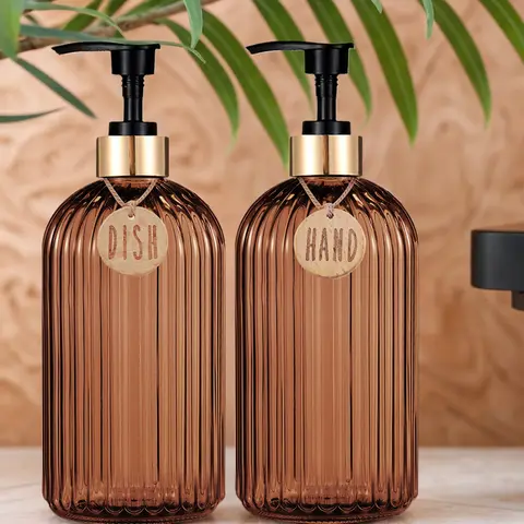 New Home Apartment Decoration Dish Soap Dispenser Bottle Reusable Hand Press Liquid Refill Bottle Kitchen Bathroom Soap Bottle