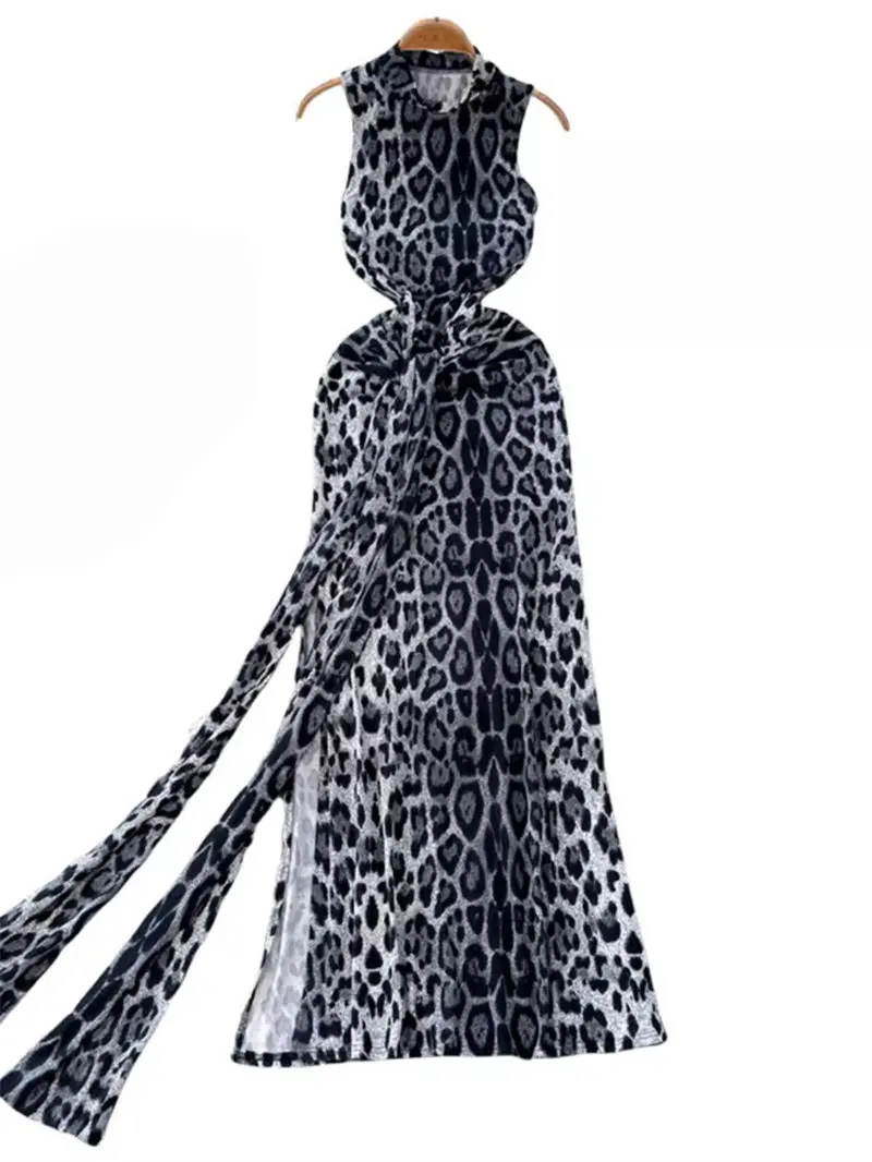 Abito da sera con stampa leopardata per le donne 2024 nuovo temperamento di fascia alta sottile stile lungo leggero banchetti di lusso abiti Vestido