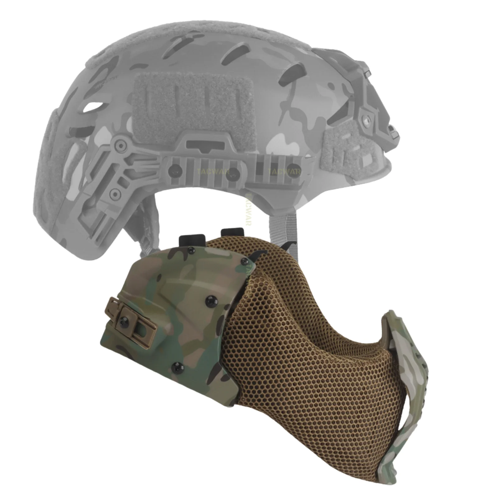 Casco táctico Mandible de malla protección media cara Airsoft CS - imagen 2