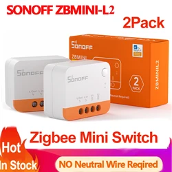 Sonoff Zigbee Mini L2 ZBMinil2 Smart Mini Zigbee Switch NO Neutral Wire Required Smart Home Module Remote Voice Control (2 Pack)