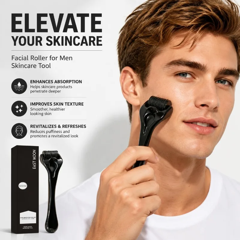 Premium Skin‑care Rolling Tool Men Facial Grooming Accessory Boost Nutrient Absorption Refine Complexion 3D Massaging Roller
