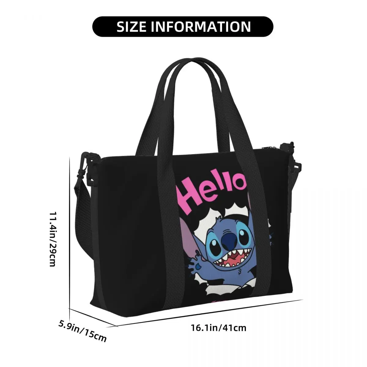 Custom Stitch Anime Beach Tote Bag Women Extra Large Gym Carry On Travel Shopping Bags