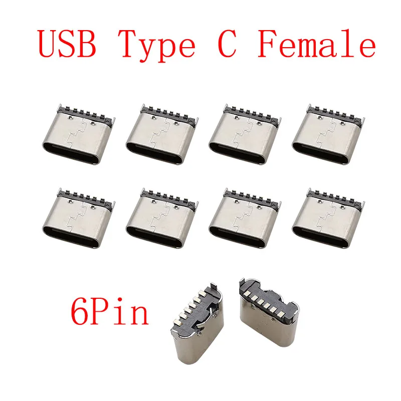10Pcs USB Typ C 2/6/16/24 Pin Stecker Weibliche Jack Lade Port SMD SMT PCB Solder DIY Reparatur USB-C Typ-C Buchse Anschlüsse