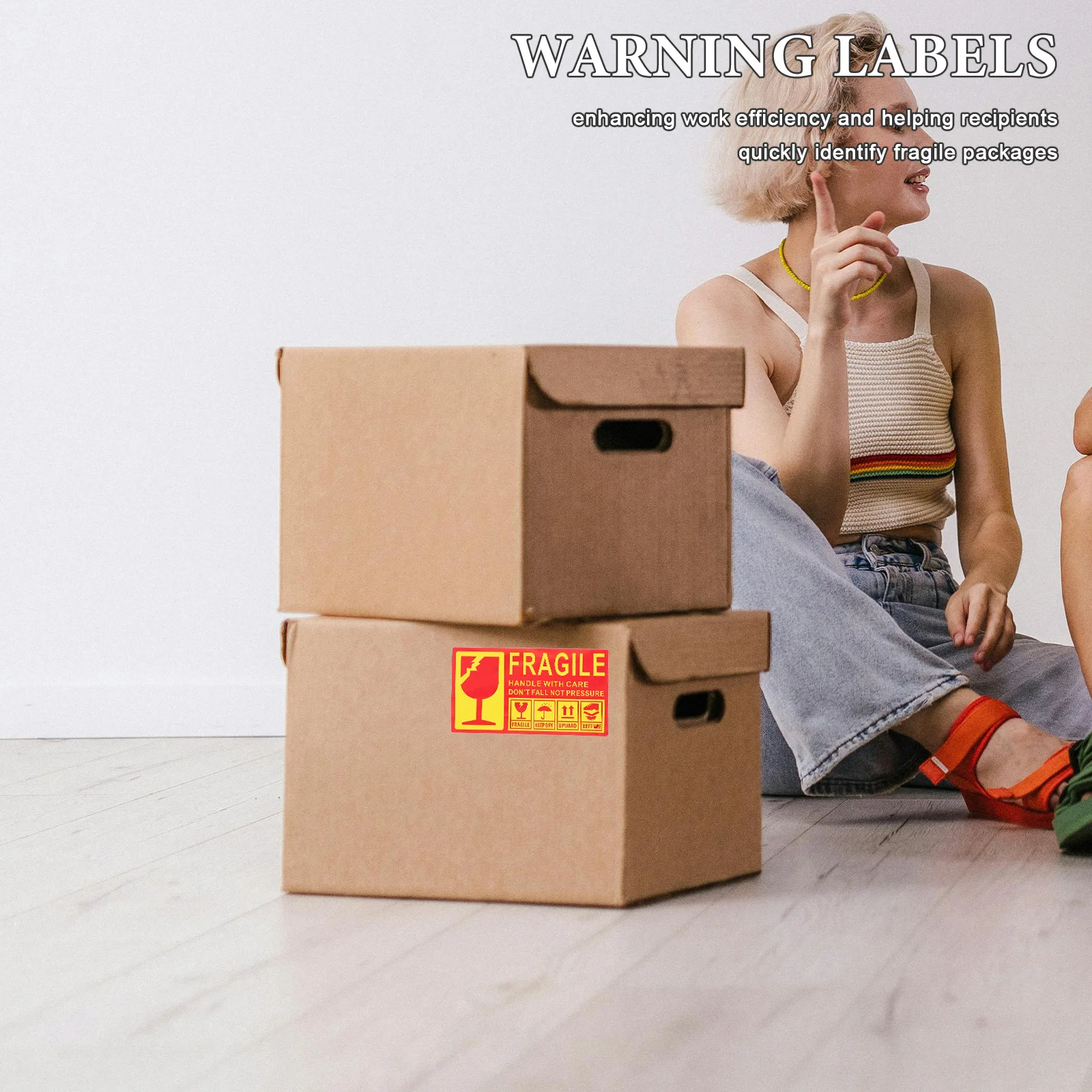 300pcs Fragile Labels Stickers For Shipping Package Warning Adhesive Moving Packing Tape Box Carton Glass Ceramic