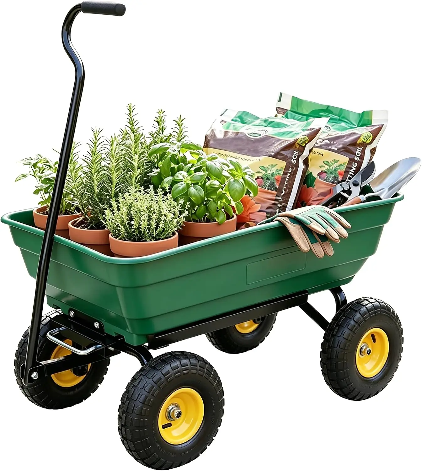 NORTHSKY Garden Dump Cart Wagon 600 Lbs,Heavy Duty Yard Wheelbarrow