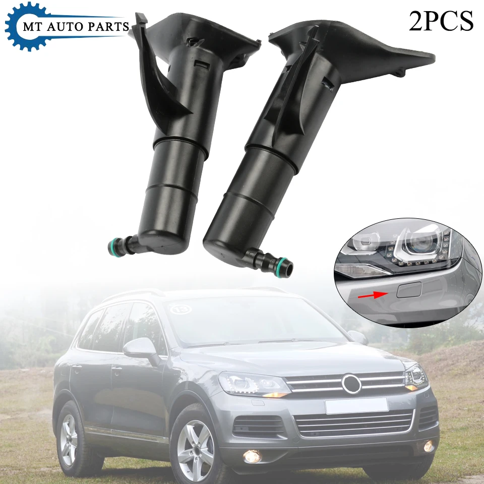 MTAP 2PCS Front Headlight Washer Nozzle Headlamp Cleaning Water Spray Jet Actuator For VW Touareg 2011-2013 7P6955978 7P6955979