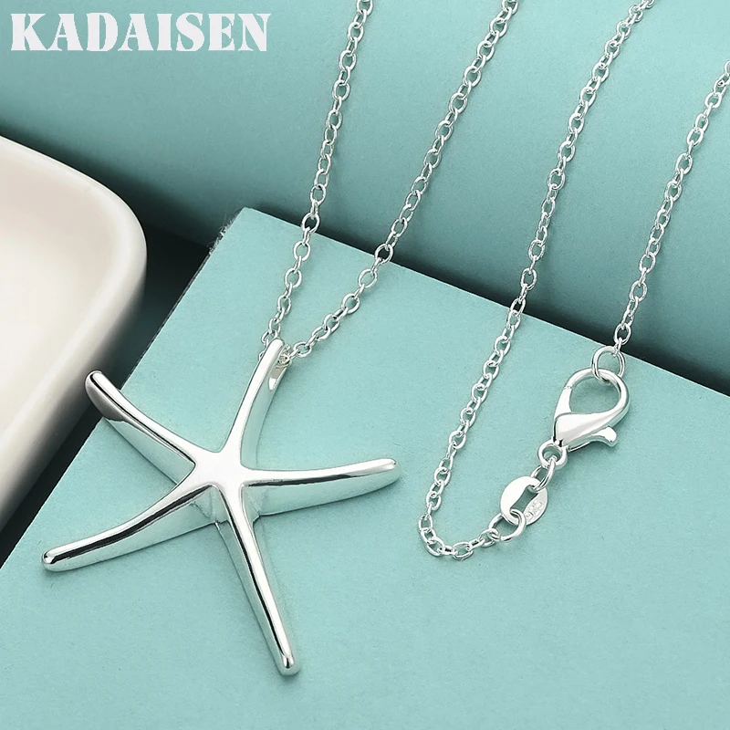

40-75cm Length 925 Sterling Silver Charms Necklace Star Starfish Jewelry Fashion Chain Women Lady Wedding Party