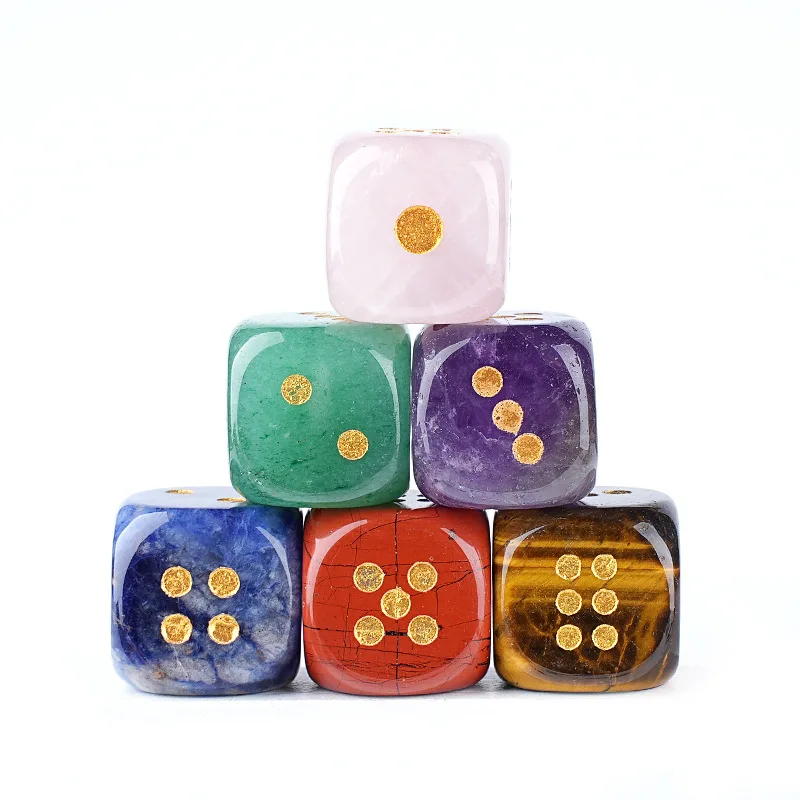 6 قطعة 1.5 سنتيمتر الحجر الطبيعي جمشت النرد العقيق عين النمر حجر الجسيمات تخمين عدد النقاط هدية جيدة جديدة بالجملة