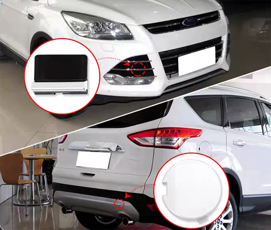 1Pc Bumper Trailer Cover Tow Bracket Cover Front/Rear Bumper Towing Eye Hook Small Cap For Ford Escape Kuga 2013-2016 2017-2019