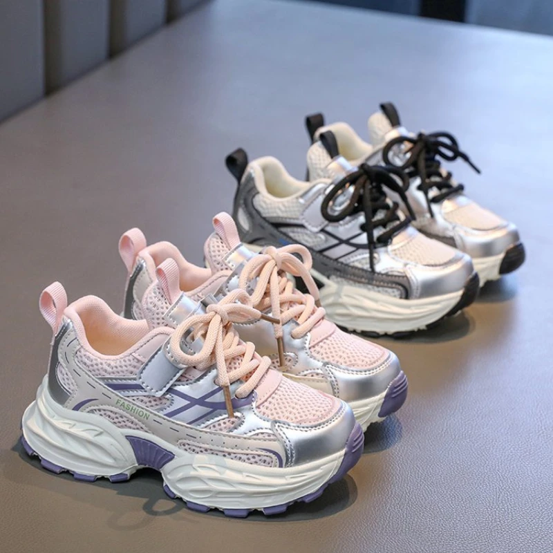 

Children's Mesh Sneakers Chunky Sports Shoes for Kids Girls School Breathable Non-slip Boys Causal Basketball Shoes Fashion New