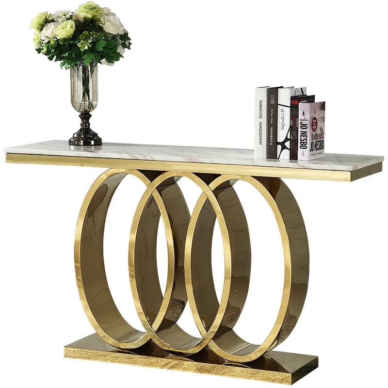 

Modern Gold Metal Stainless Steel Base Marble Table Console Contemporary Luxury Living Room Furniture Rectangular Console Tablep
