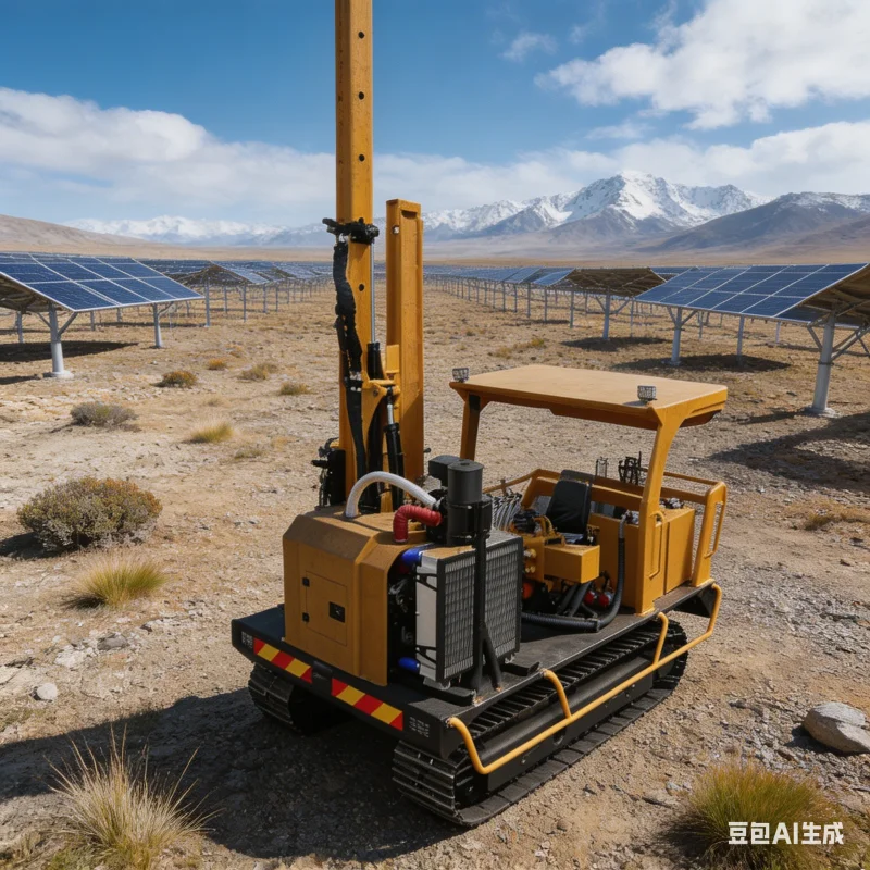 Solar Drilling Rig Diesel Generator Electric Head Pile Driver For Photovoltaic Ground Foundation Spiral Piling Equipment