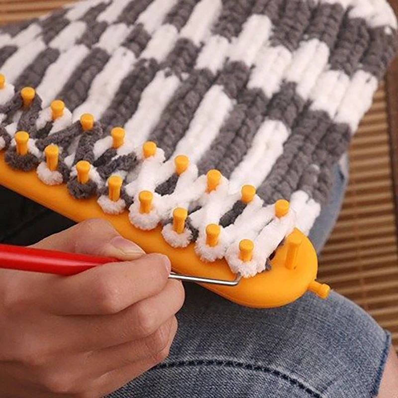 Knitting Loom DIY Craft Weaving Loom Plastic Pompom Sock Hat Shawl Stitching Tool Scarves Maker Crochet Long Handle Weaving Tool