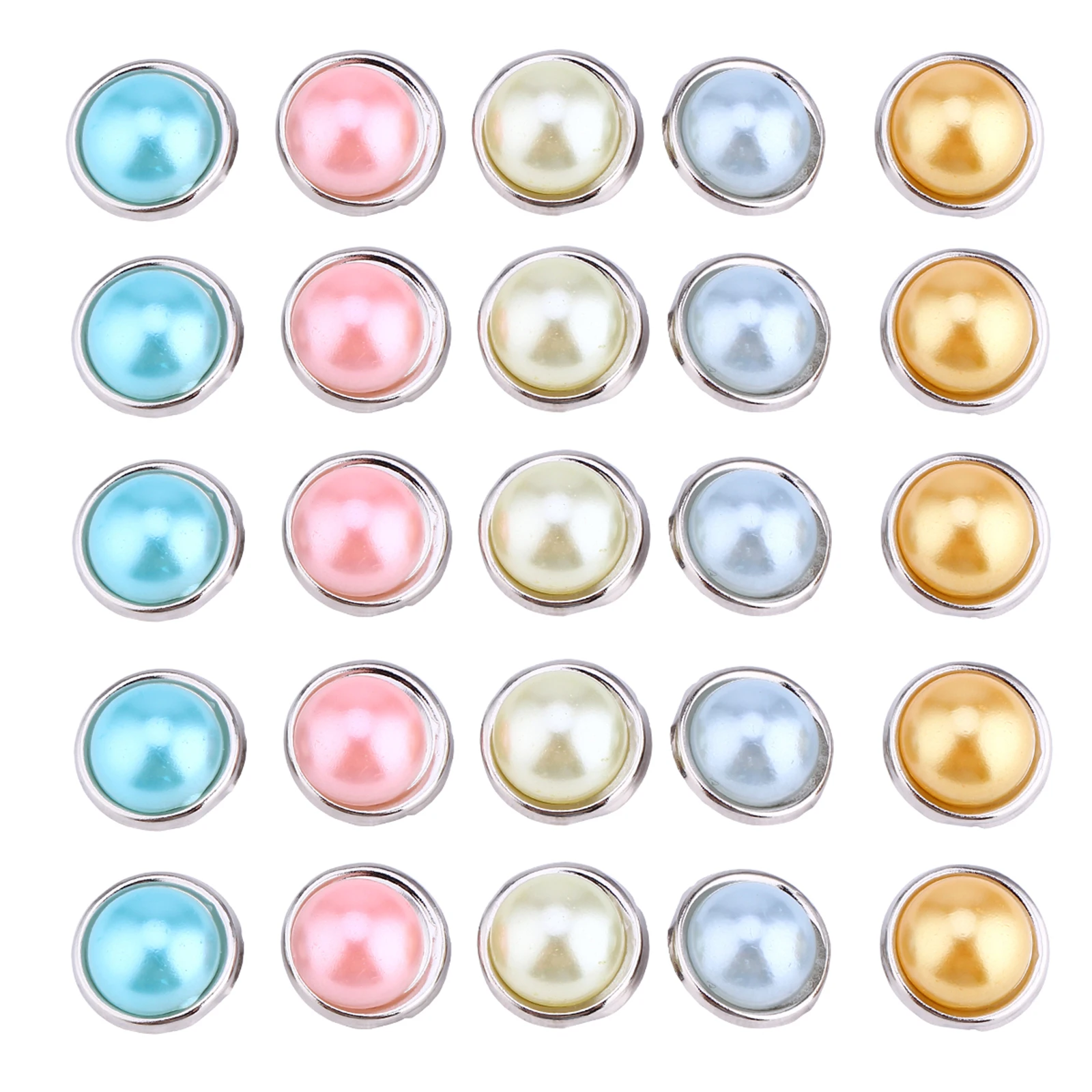 

50 Pcs Mini Brads Durable Alloy Paper Fasteners Colorful Pearl Design For Crafts And Scrapbooks