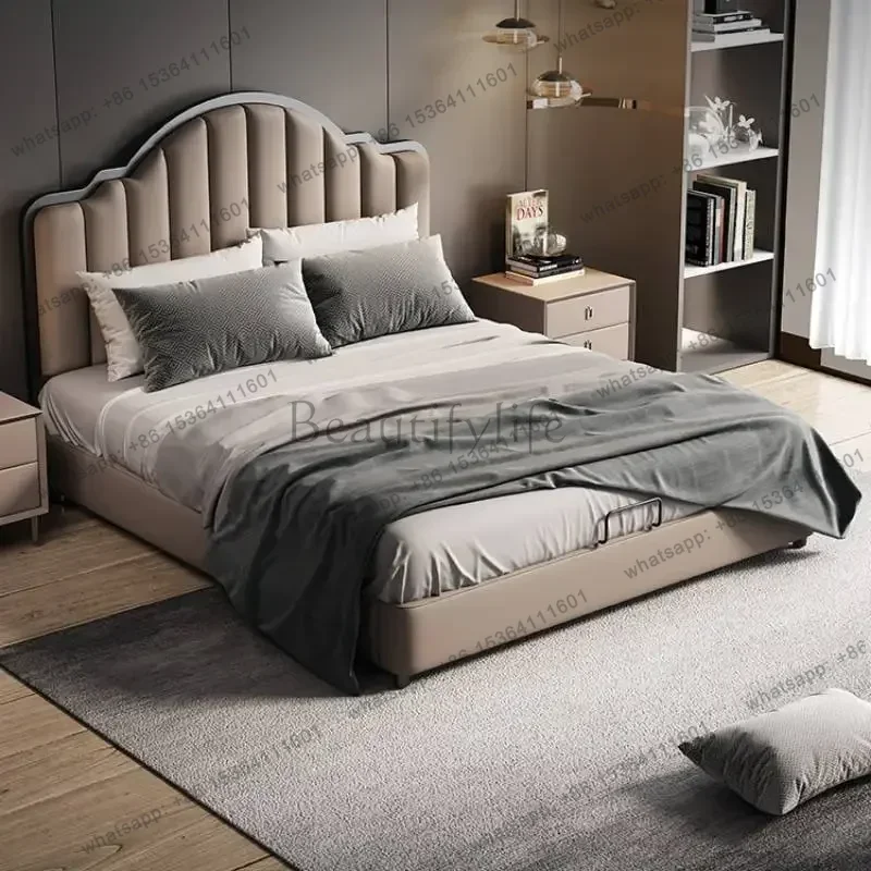 PG Salon Metal Double Bed Nordic Elegant Pretty Modern Bedroom Bases Bed Frame King Lit Pliable Modern Beliche Salon Furniture