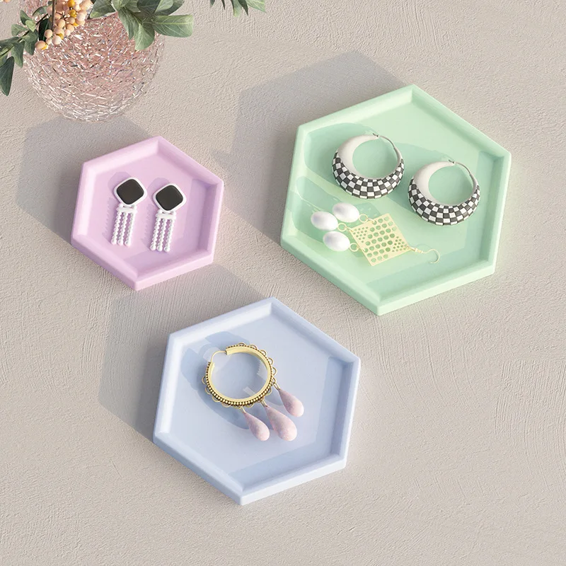 Geometry Shape Plaster Tray Silicone Molds Round Square Hexagonal Cup Mat Epoxy Resin Mold Flower Pot Base Mold Home Decoration