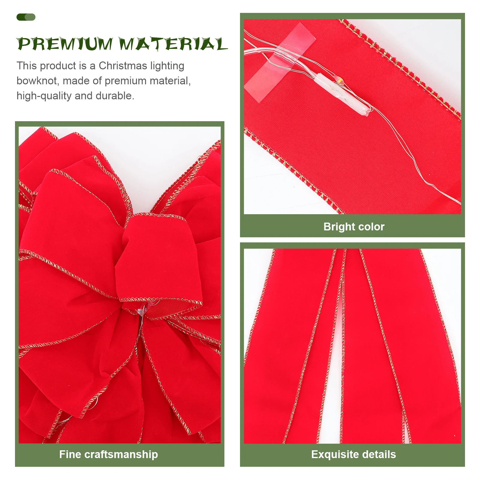 

Christmas Tree Decorations Glowing Bow Hanging Xmas Trees Ornaments Curly Red Flannel