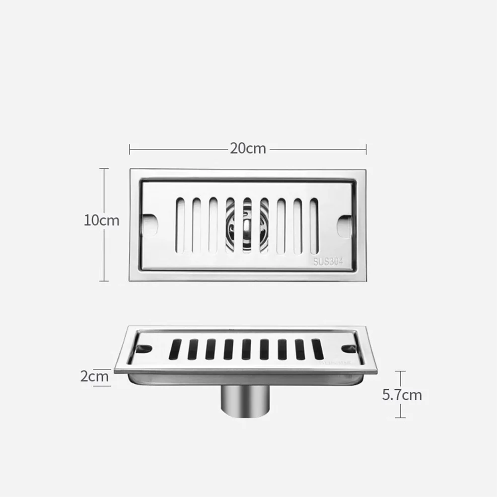 

2050cm Rectangular Floor Drain with Double Filtration Layer Made of 304 Stainless Steel for Wet Environment Use