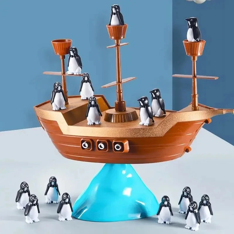 Creative Iceberg Penguin Party Board Game Toy Balance Pirate Ship Family Parent-child Interactive Tabletop Game Toy Gift for Kid