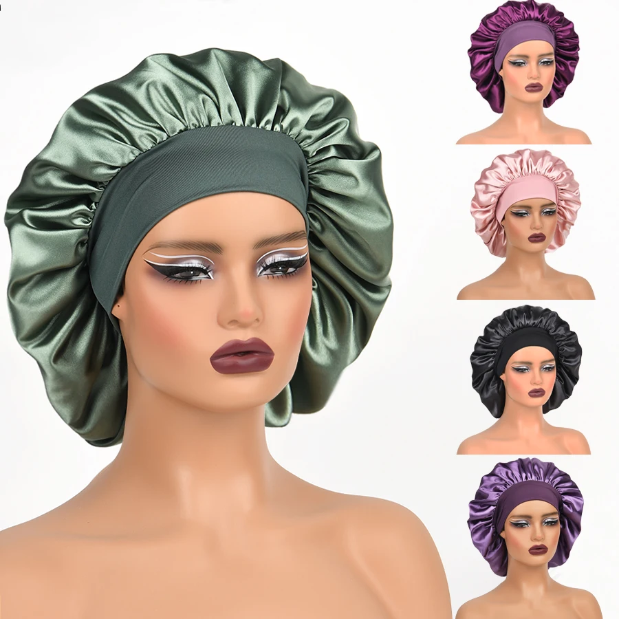 

Satin Silky Sleep Bonnet Cap, With Premium Wide Elastic Band, Headwrap For Natural Curly Hair & Long Hair Care
