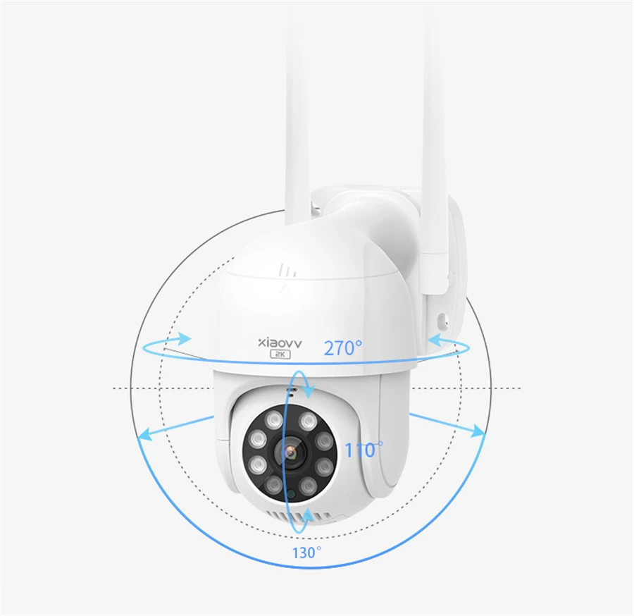 Новая умная наружная камера Xiaovv P1 2K 1296P 270 ° PTZ, вращающаяся Wi-Fi Веб-камера с обнаружением людей, водонепроницаемая веб-камера ночного видения