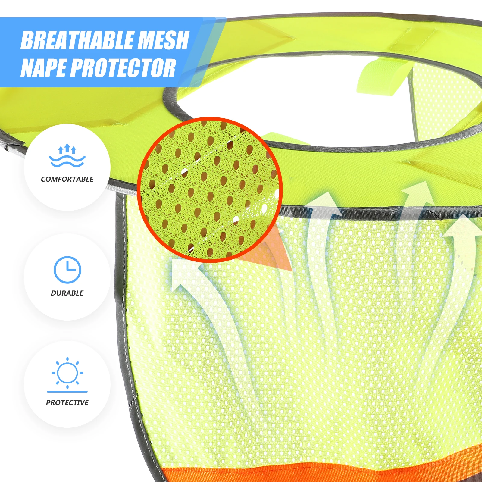Full Brim Shield High Visibility Mesh Sunshade Cloth Large Diameter Safety Hat Accessories