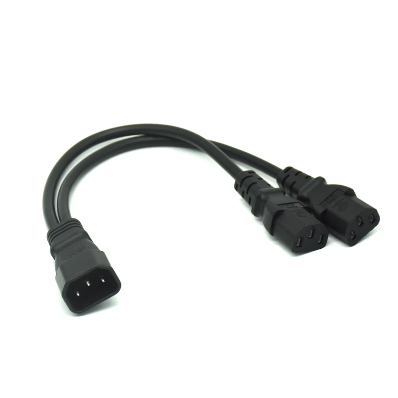 30CM Power Y Type Splitter Adapter Cable Single IEC 320 C14 Male To Dual C13 Female Short Cord For Computer Host Display