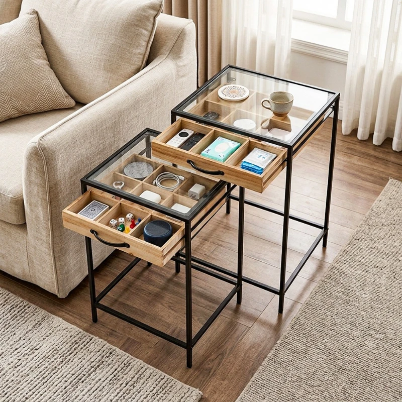 American industrial style living room sofa side side side cabinet household small apartment simple