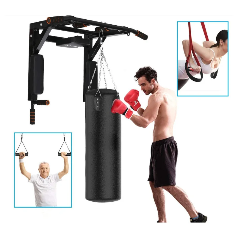 2026 Fitness Durable Steel Multifunctional Wall Mounted Pull up Bar and Dip Station