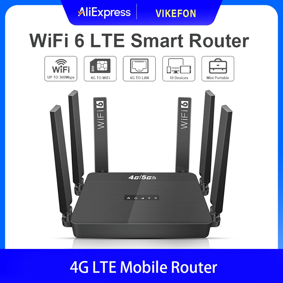 

﻿ WiFi6 Router 4G LTE Russian Router 300Mbps Modem 4G WiFi Router Compatible with Non-Contract 5G SIM Cards Plug and Play