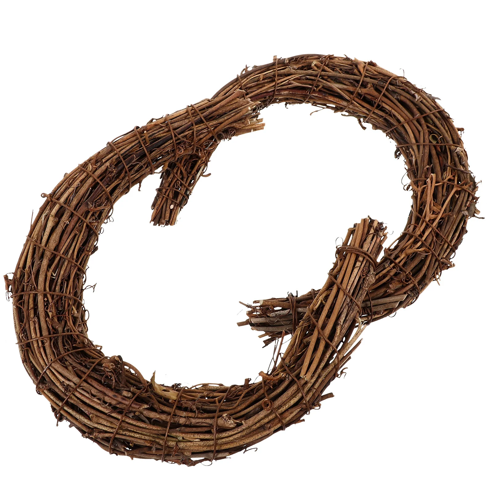 

2Pcs DIY Moon Shaped Rattan Wreath Frame Natural Vine Branch Ring Rustic Garland Material for Christmas Home Wall Decoration