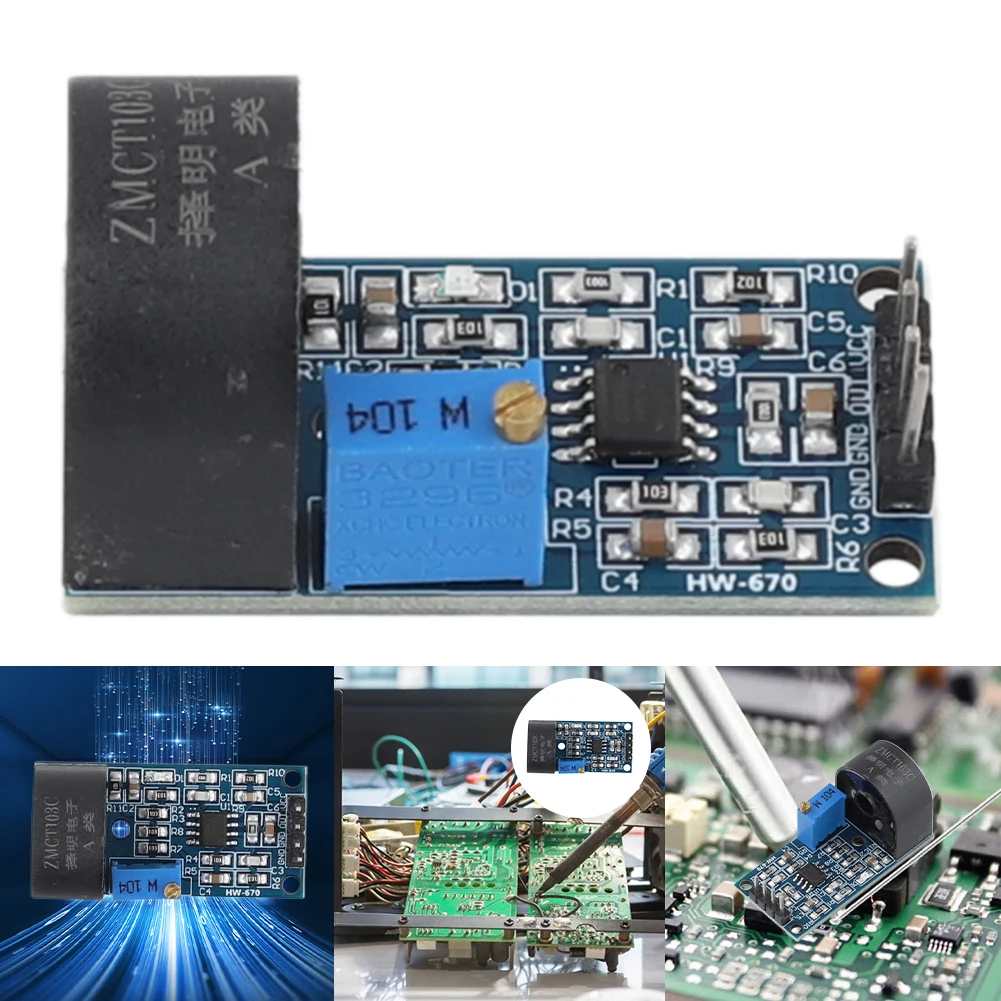 Módulo transformador de corrente micro integrado, faixa 5a, precisão, monofásica, placa de saída ativa ac, sensor de corrente para arduino