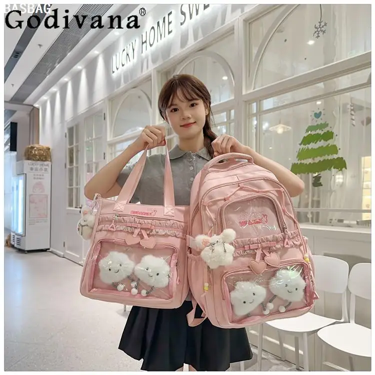 

2025 New Japanese Style Original Ins Sweet Girl Backpack Student Daily Commute Casual Versatile Large Capacity School Bag
