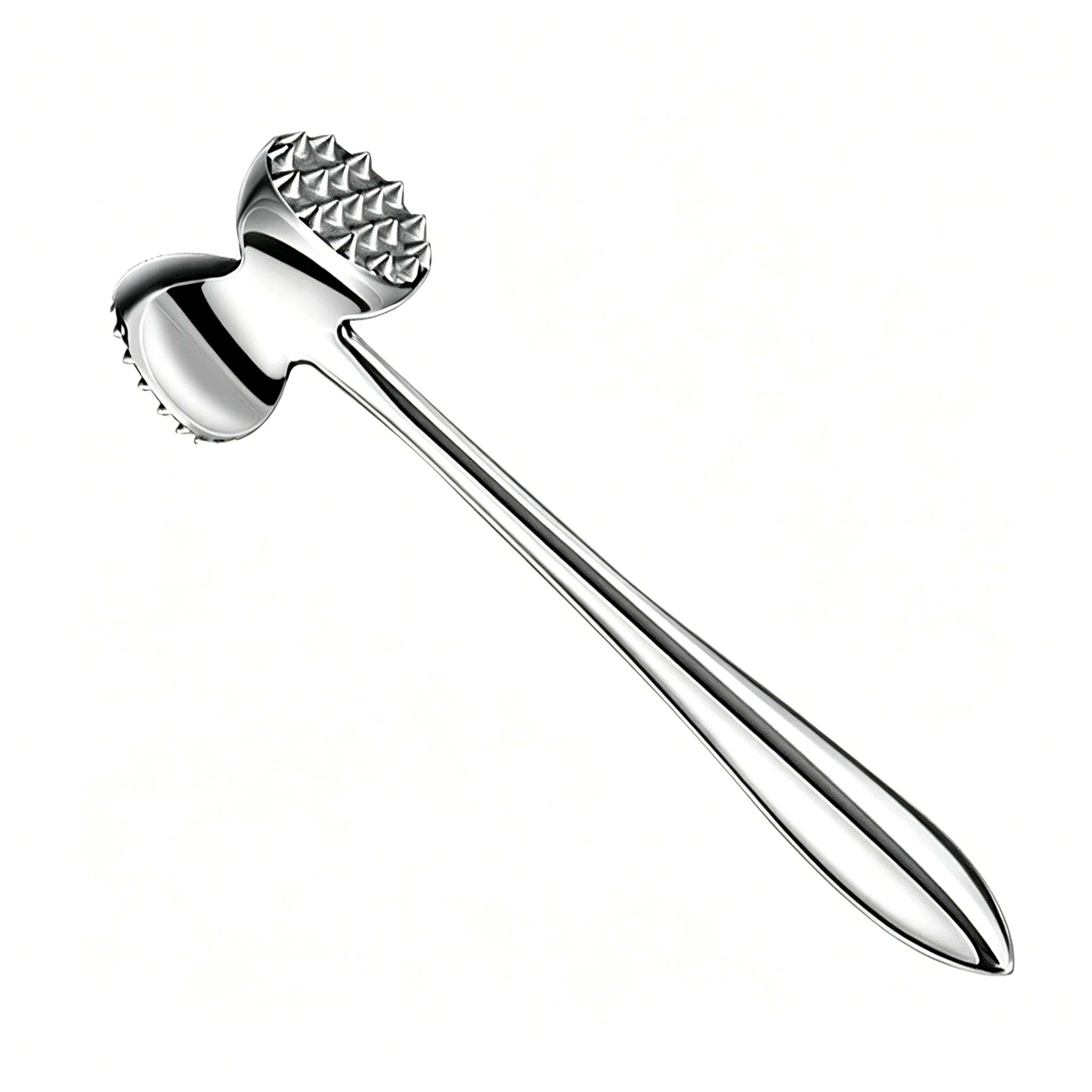 Stainless Steel Meat Tenderizer Hammer with 19 Large 37 Small Spikes for Breaking Down Fibers and Enhancing Marinade Absorption