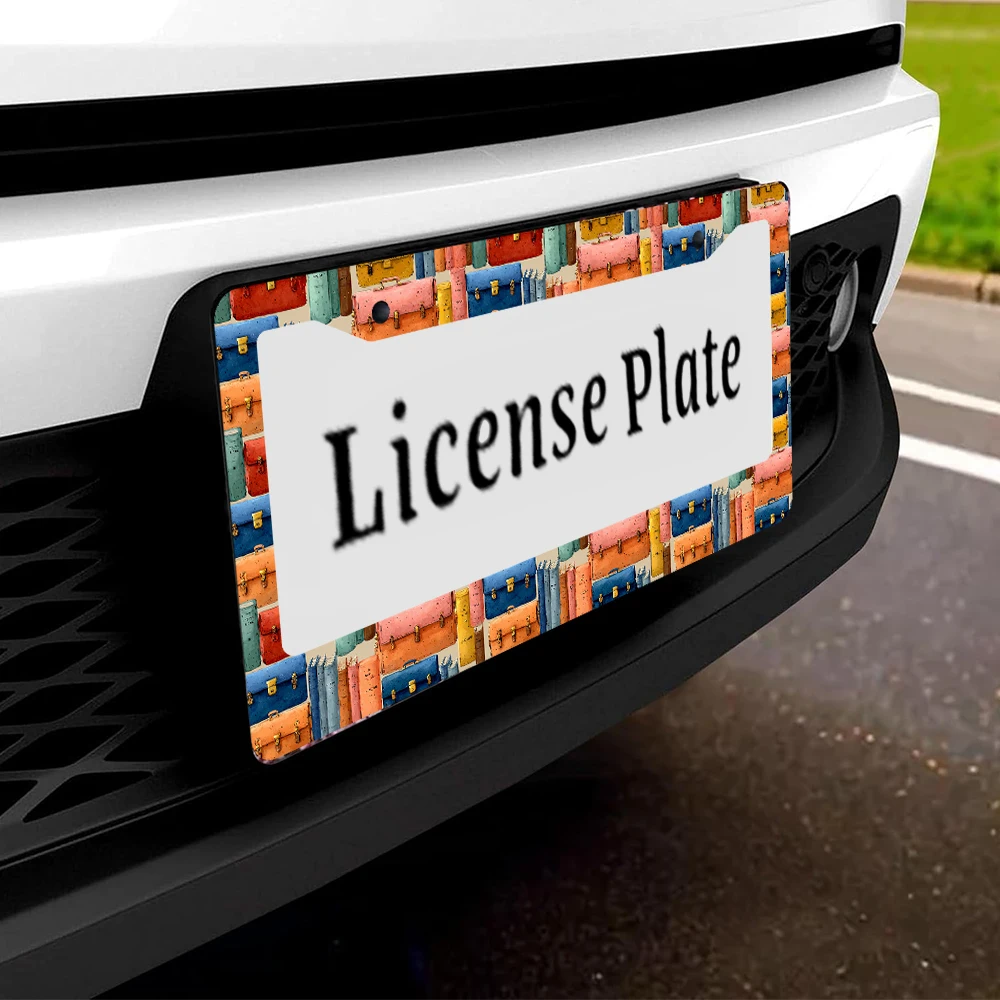 1 قطعة نمط رف الكتب الملونة 2 حفرة إطار لوحة الترخيص ، مادة الألومنيوم ، 6x12 بوصة ، مع طقم مسامير ريترو الجدة سيارة دي