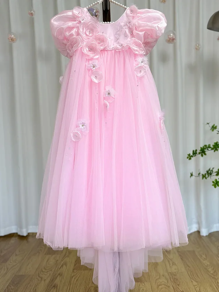 Prinzessin Mädchen Kommunion Kleid Kinder Hochzeit Brautjungfer Kleider Kinder Tüll Boutique Ballkleider Festzug Leistung Vestidos