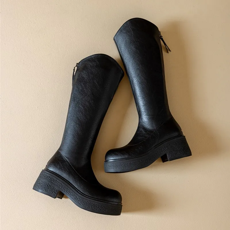 AIYUQI Women's Western Boots 2025 New Autumn Genuine Leather Women's Long Boots High Heel Platform Women's Riding Boots