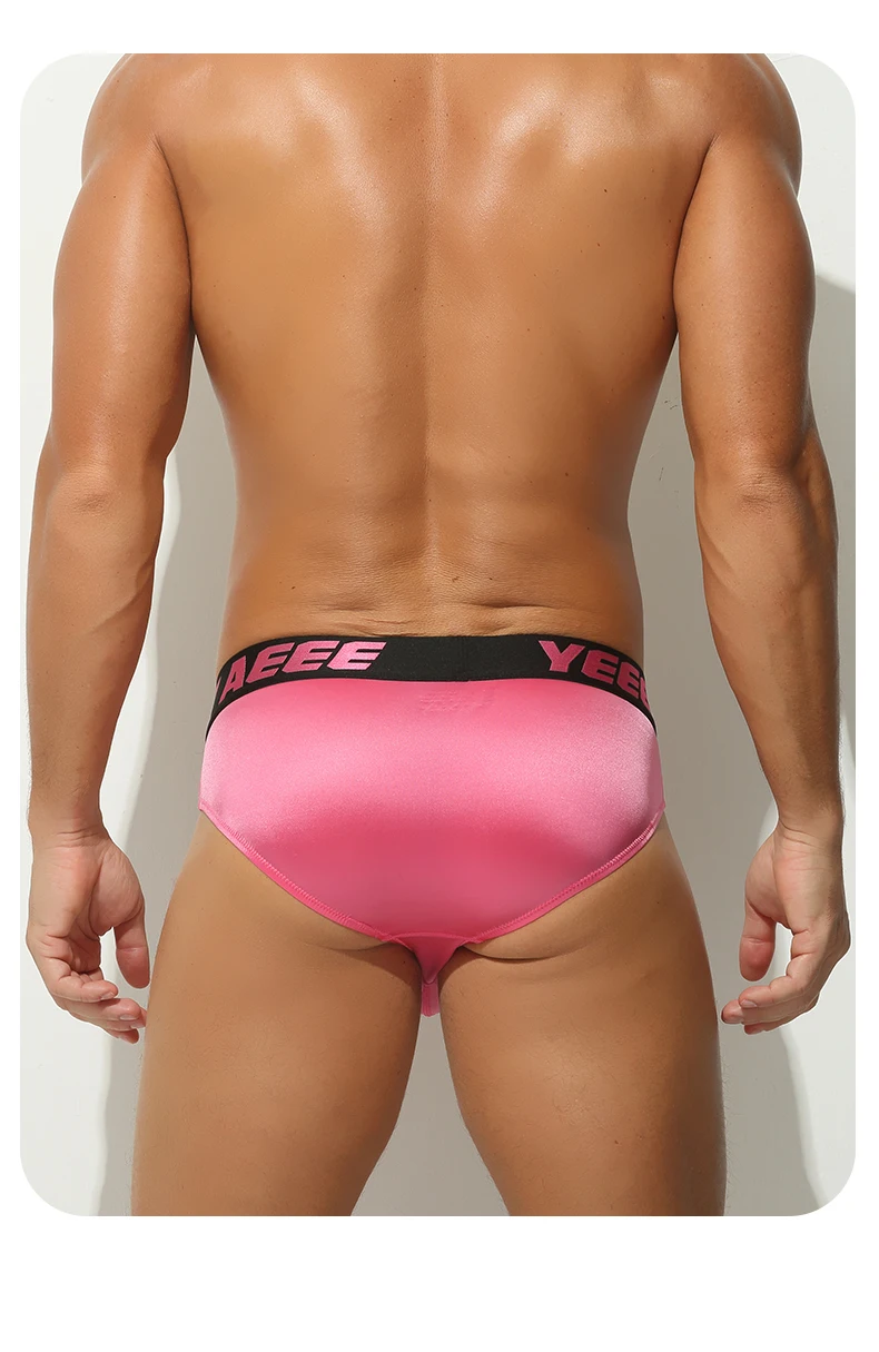 Calzoncillos deportivos transpirables y sexys para hombre, de corte triangular, cintura media, de nailon, spandex y seda fría...