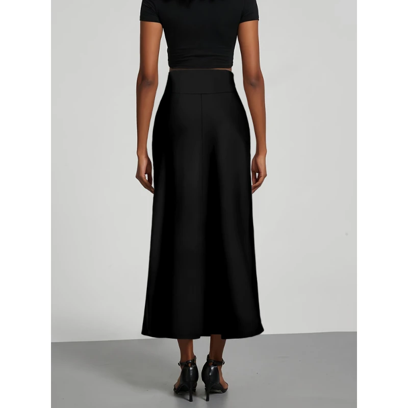 Falda de mujer verano versátil delgada Color sólido largo medio cuerpo falda moda temperamento señoras falda larga