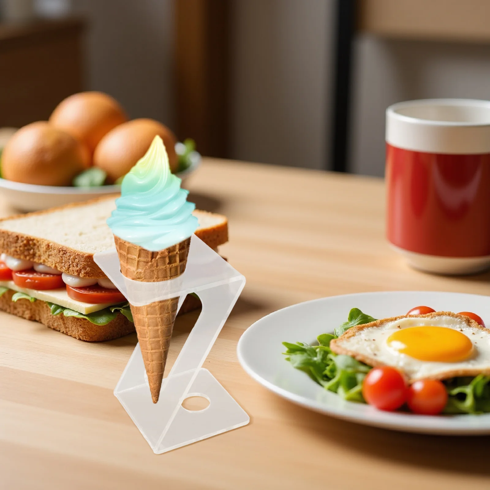 

Acrylic Ice Cream Cone Holder Clear Stand for Dessert Display Party Food Serving Organizer Rack Cake Pastry Cupcone
