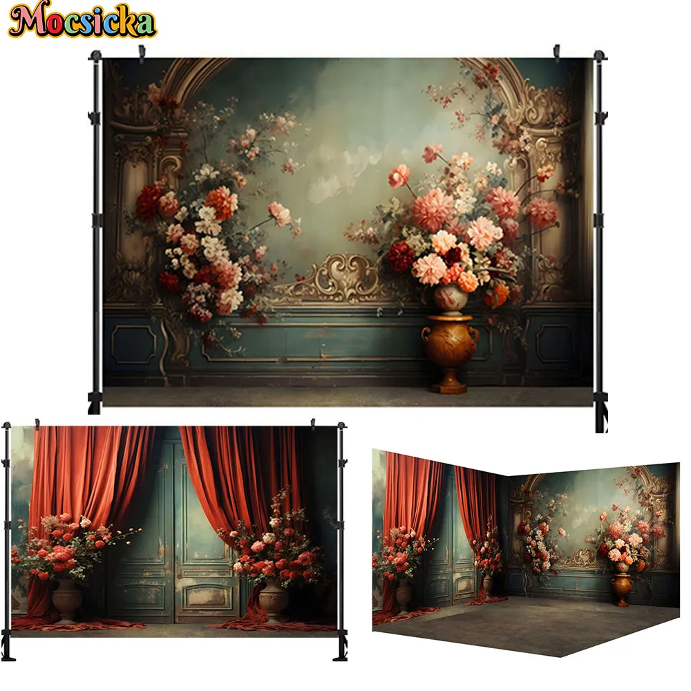 Spriing Aldult Artistic Portrait Photo Backdrop Round Whiteboard Studio Props Photocall Vintage Flower Photography Background