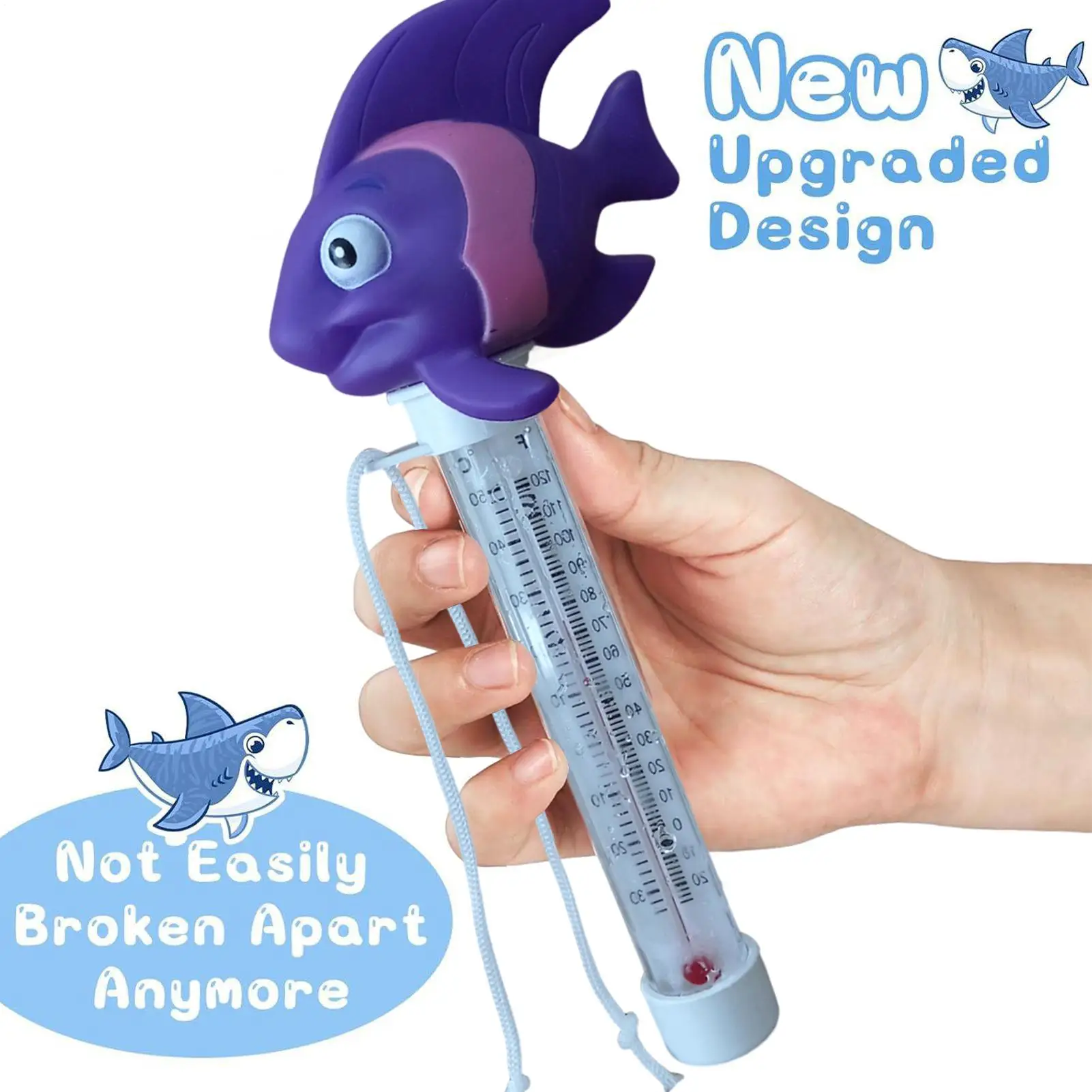 Schwimmendes Pool-Thermometer, groß, leicht ablesbar für Wassertemperatur mit Schnur – Schwimmbad, Spas, Whirlpools, SPA-Aquarium
