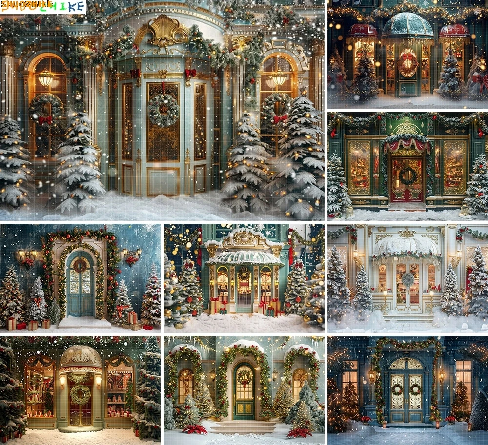 

Festive Christmas Room Fireplace Photography Backdrops Winter New Year Holidays Party Xmas Tree Window Photo Background BR-28