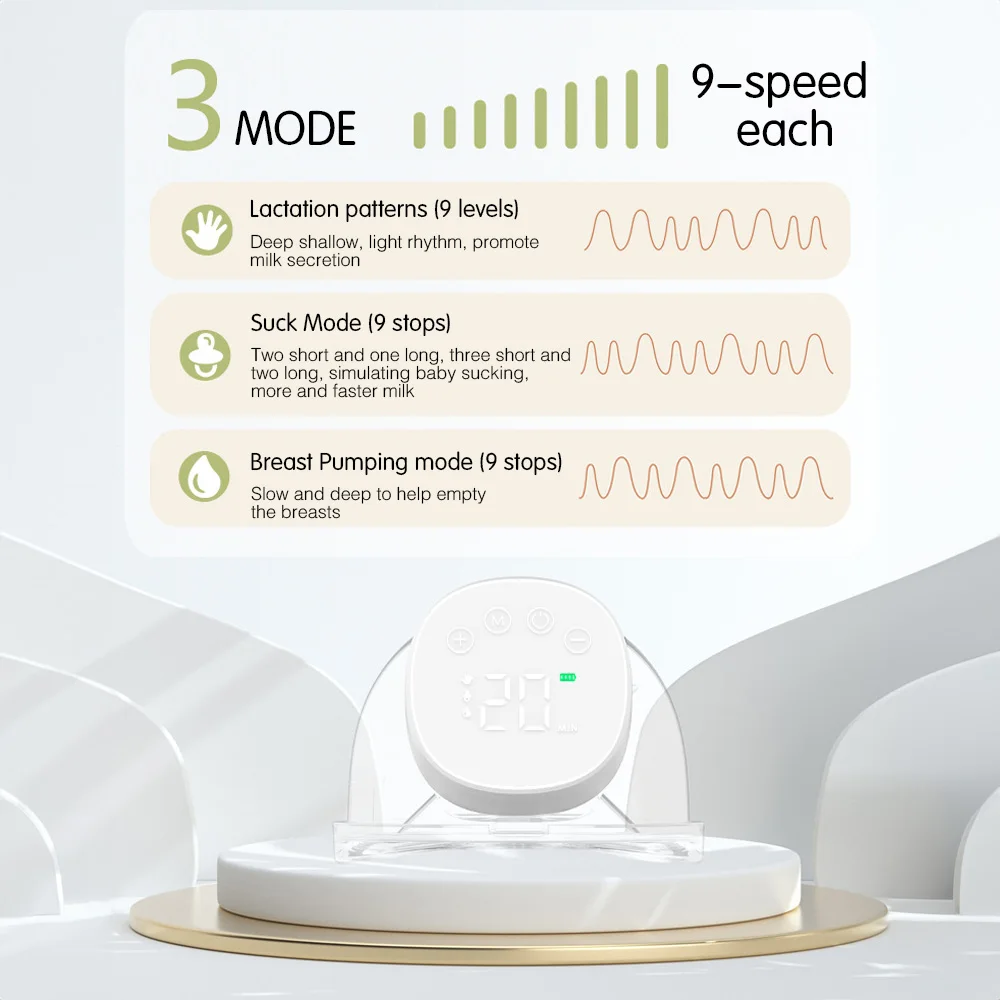 MY-376 Poręczny laktator elektryczny bez użycia rąk Cichy, niewidoczny laktator 3 tryby 9 poziomów ssania Pojemność 180 ml